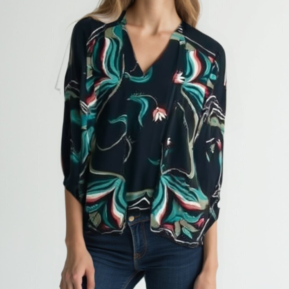 Billabong Floral Kimono Cardigan S Boho Coastal Festival Beach Coverup ❤️